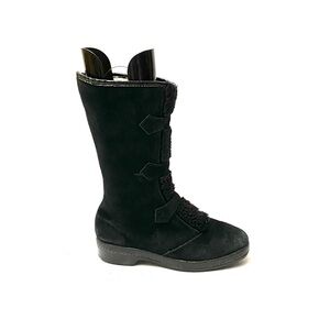 Vintage 1970s black suede fleece lined snow boots